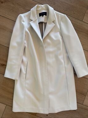 Ann Taylor Cream-White Tailored Trench Coat
